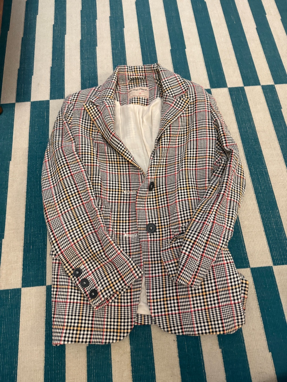 Men's Plaid Blazer - Black, White, Red & Tan Glen Check
